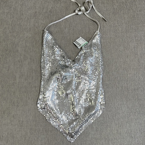 Papaya Tops - NWT Silver Bling Tie Top